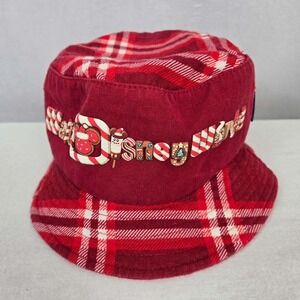 Disney Spirit Jersey Walt Disney World Holiday Plaid Bucket Hat Rare Red Xmas